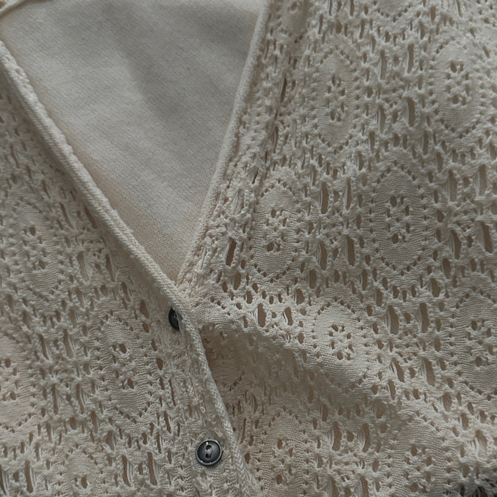 Free People Crocheted Duster in medium crème color